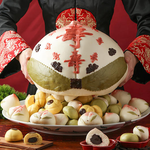 御茶膳房寿桃老人祝寿生日糕点心万事如意过寿礼品大寿桃馒头礼盒 商品图1