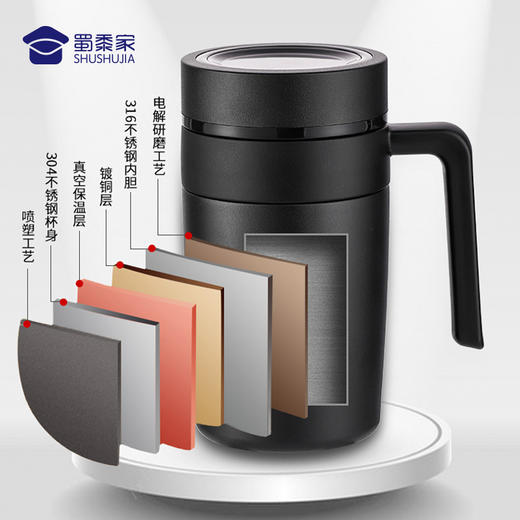 【可定制温显手柄保温杯】室内不锈钢泡茶水杯 大容量显温保温杯 商品图3