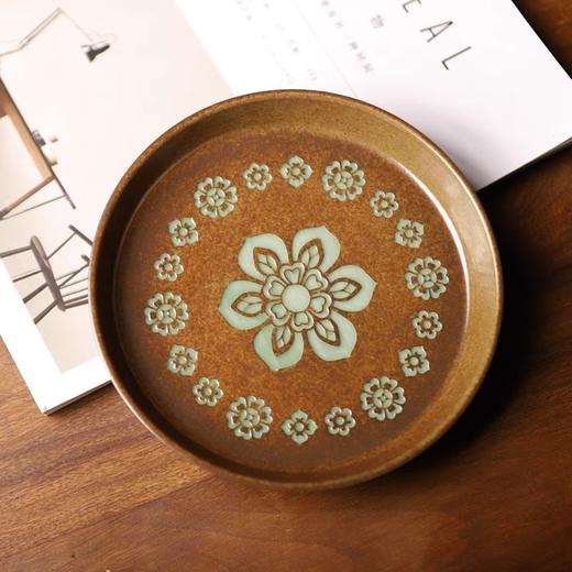 【特惠6折，仅1件，无货退款】茶承壶承干泡台壶托茶具填釉草木灰高端陶瓷茶壶垫本土斋-鱼藻壶承17CM宝相壶承（蓄水）16.7CM【不支持补差，非质量问题不退不换】S 商品图0