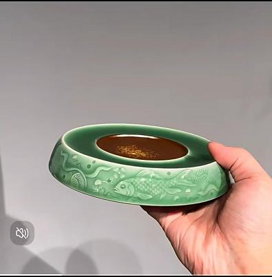 【特惠6折，仅1件，无货退款】茶承壶承干泡台壶托茶具填釉草木灰高端陶瓷茶壶垫本土斋-鱼藻壶承17CM宝相壶承（蓄水）16.7CM【不支持补差，非质量问题不退不换】S 商品图5