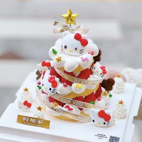 🎄 HelloKitty凯特草莓圣诞树蛋糕