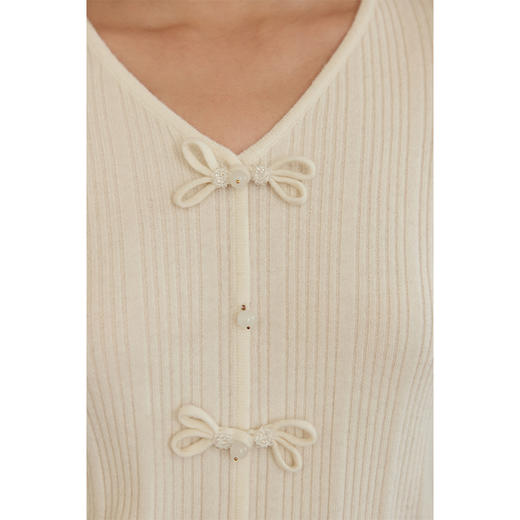 （小眠专属）HeyDress新中式盘扣针织衫女冬季V领设计感修身显瘦优雅羊毛上衣 商品图2