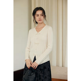 （小眠专属）HeyDress新中式盘扣针织衫女冬季V领设计感修身显瘦优雅羊毛上衣