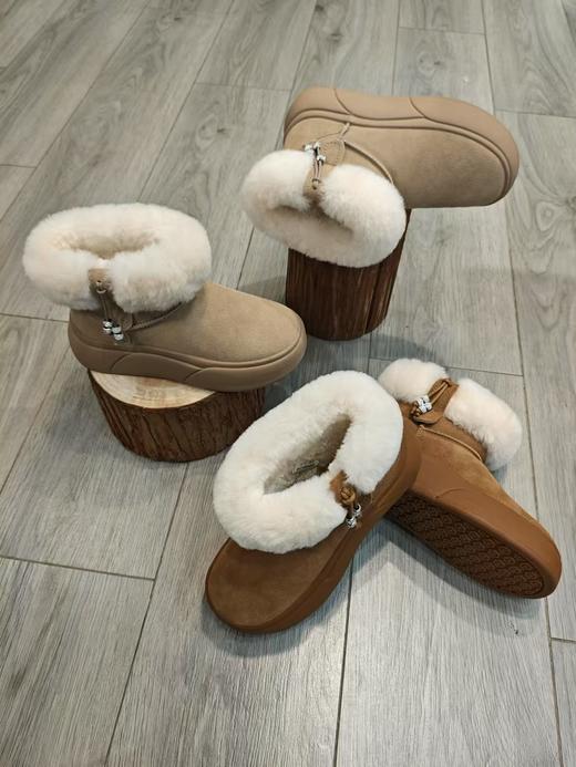 西村名物2024年冬季新款加毛保暖超轻厚底防滑毛毛靴X24DS48341 商品图3