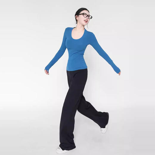 跃牌【禅语梵心】高腰加绒收腹运动宽松直筒长裤女CK3068 商品图2