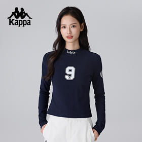 kappa卡帕背靠背新款圆领运动长袖t恤女款修身复古套头衫卫衣上衣K0F22TC01