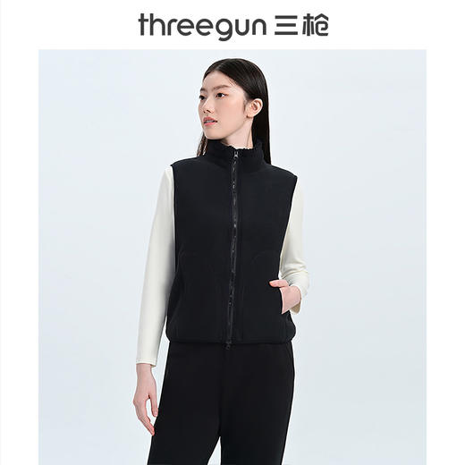 Threegun三枪 【加厚珊瑚绒】开襟女士休闲马甲背心-80734A011 商品图0