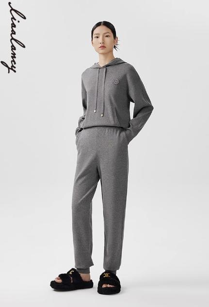 朗姿 高腰束脚宽松针织裤休闲裤LAEK04KPT441G31 商品图2