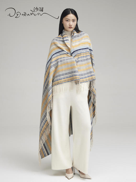 西藏手工艺氆氇羊绒披肩SJF95P554B 商品图0