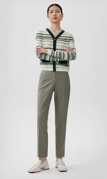 朗姿 条纹羊毛针织衫V领修身小开衫LCEK04KCD248M51 商品图2