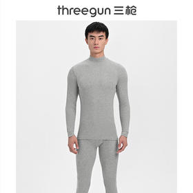 Threegun三枪 【舒肤间条棉】半高领男士保暖内衣套装-22839D011