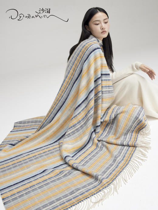西藏手工艺氆氇羊绒披肩SJF95P554B 商品图1