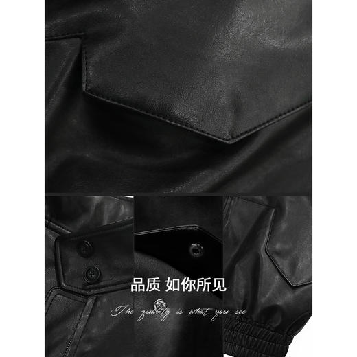 【限时秒杀】COCOBELLA手工擦色风格立领短款皮衣廓形夹克休闲外套PU3097 商品图3