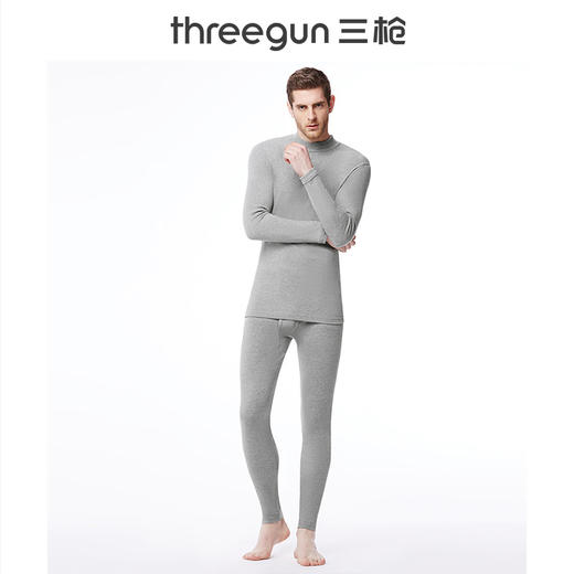 【社群专享】Threegun三枪 【舒肤厚棉】半高领男士保暖内衣套装-22743D021 商品图2