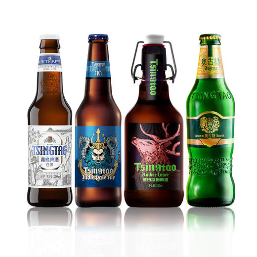 青岛啤酒金奖组合330ml*8瓶礼盒装箱啤（白啤330*2+海神330*2+奥古特330*2+琥珀380*2） 商品图4