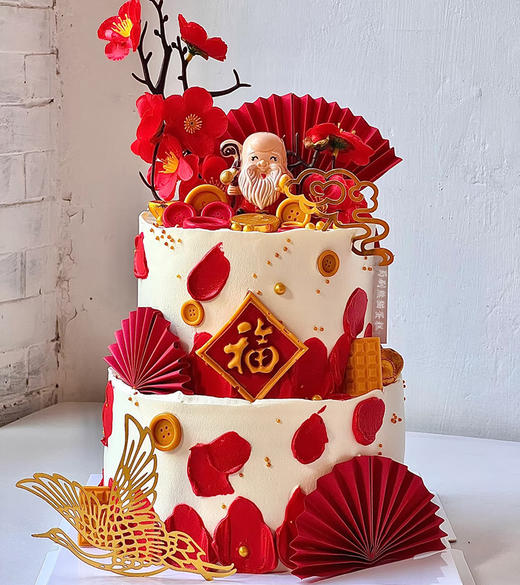 福寿双全双层蛋糕---送老人｜送长辈 商品图1