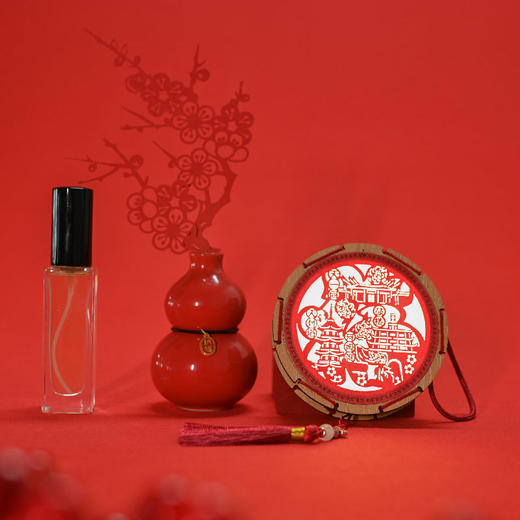 羽诗制造出品 梅开五福非遗剪纸夜灯梅花香插葫芦香熏礼盒套装 商品图0