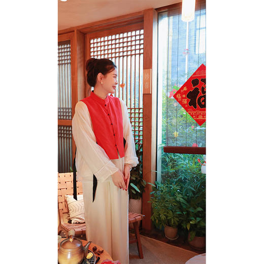 【抖音专属】岁岁平安•新中式马甲（24804201-富贵花） 商品图3