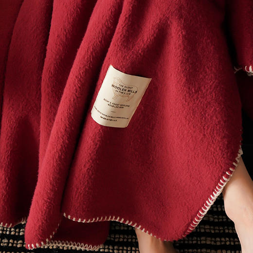 【换季出清】自然醒托斯卡纳仿生羊毛绒毯子大红色喜庆酒红色高级感卧室沙发午睡盖毯休闲纯色MT 商品图9
