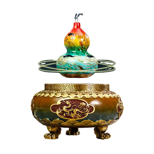 E-QK-BJ1393 鼎盛乾坤 纯铜 磁悬浮葫芦摆件（195*195*260） 商品图0