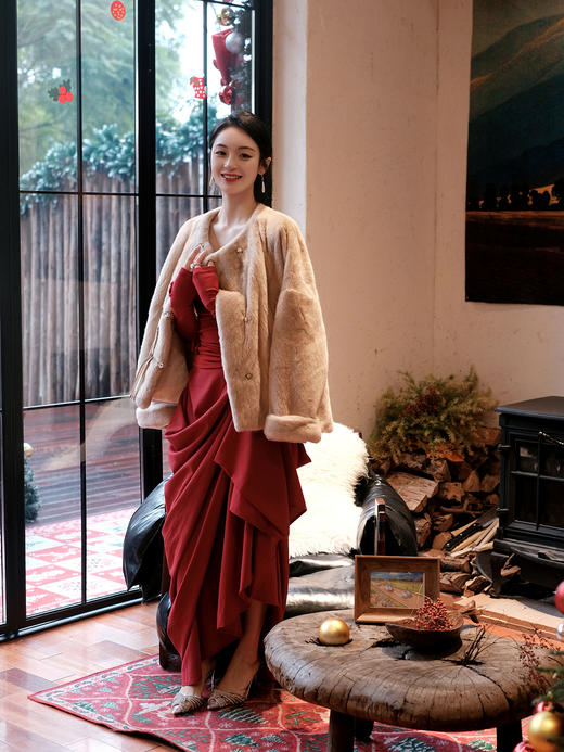 盛唐婧|水貂毛流苏扣皮草外套 商品图2