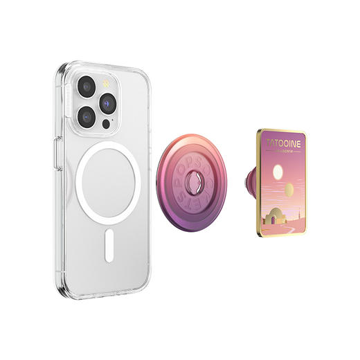 【行星之旅】塔图因星球·MagSafe圆啪嗒 MAGSAFE磁吸手机气囊支架 Round圆啪嗒系列 粉色 卡牌 日月星 商品图2