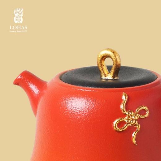 陆宝陶瓷功夫茶具套装2025新年送礼茶具礼盒装万福永结茶礼曙光红 商品图1