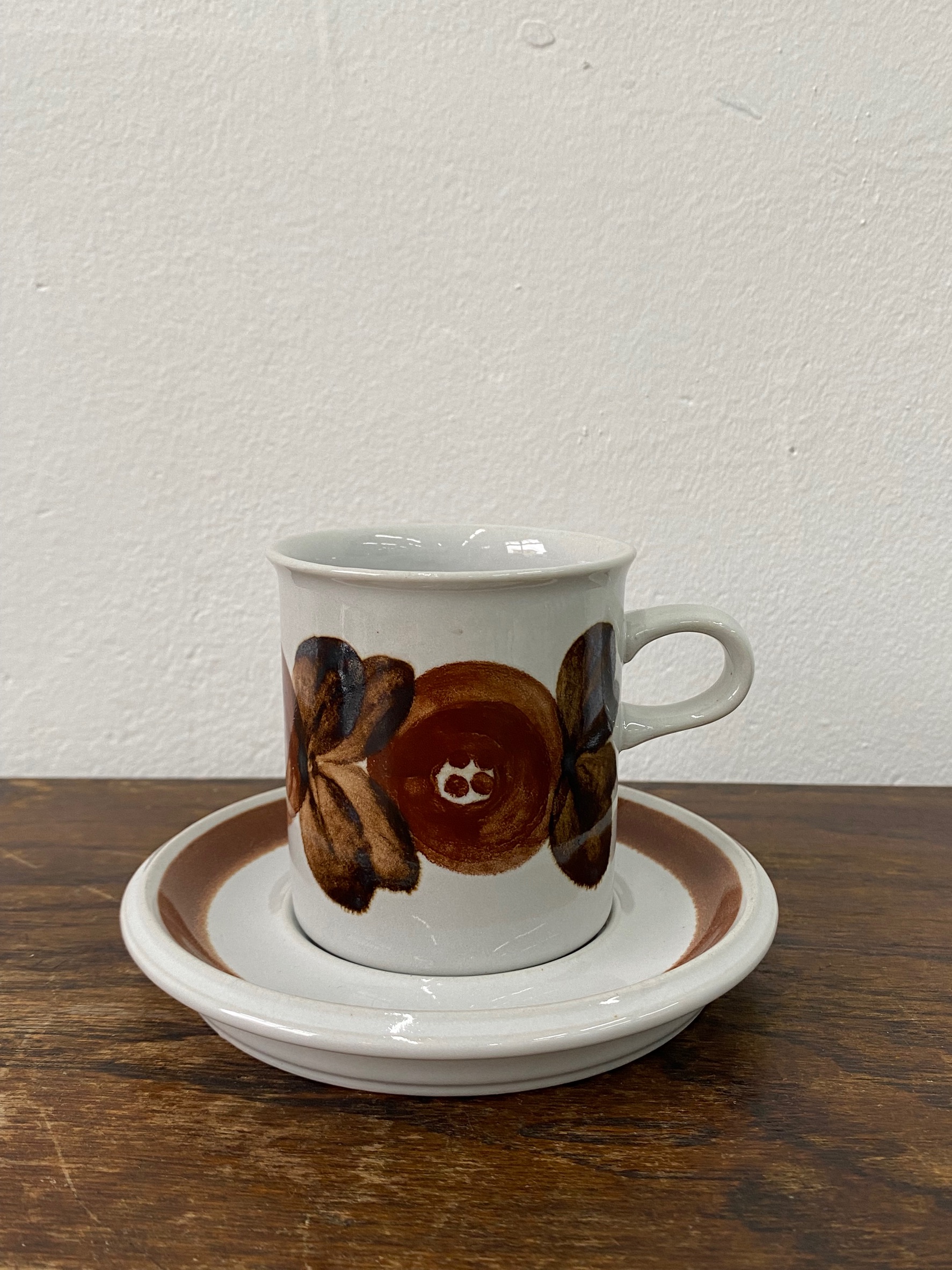 【苏州】1960-70s芬兰ARABIA棕海葵Rosmarin瘦高两件套 A0268