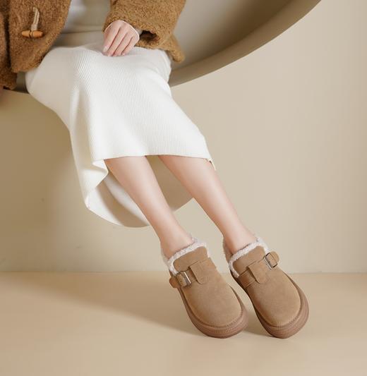 西村名物2024年冬季新款加毛保暖超轻厚底防滑系美拉德鞋T24DM48421 商品图4