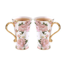 B-NX-14 诺轩 野玫瑰高脚马克杯 （双杯+双碟装）