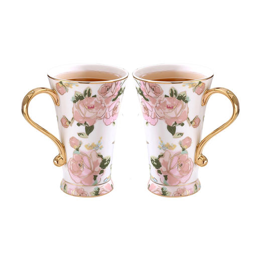 B-NX-14 诺轩 野玫瑰高脚马克杯 （双杯+双碟装） 商品图0