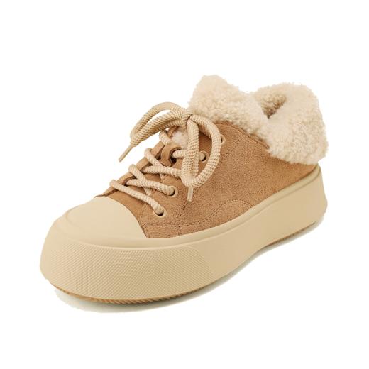 西村名物2025年春季新款绒毛保暖超轻厚底防滑系带板鞋T25AM15091 商品图8