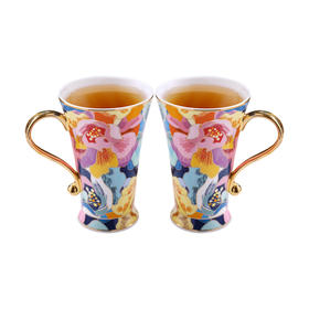 B-NX-13 诺轩 炫丽牡丹高脚马克杯 （双杯+双碟装）