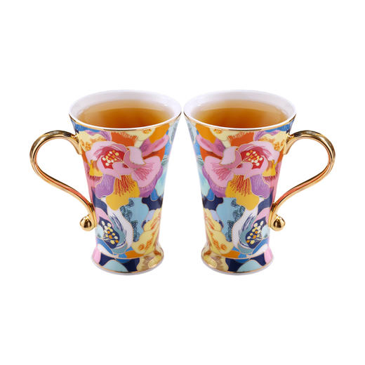 B-NX-13 诺轩 炫丽牡丹高脚马克杯 （双杯+双碟装） 商品图0