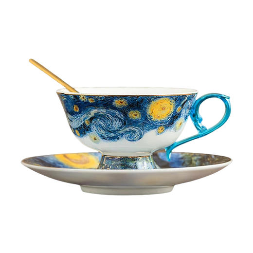 B-QX-2055/2056 古法琉璃冰种玉瓷咖啡杯-梵高星空/蝶舞飞扬 商品图0