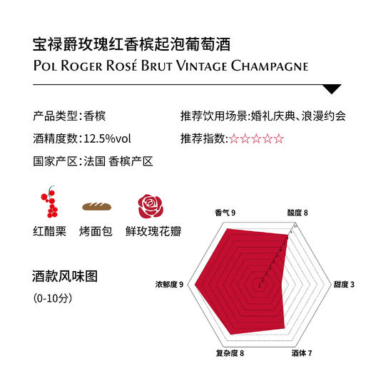宝禄爵桃红香槟, 法国 香槟区AOC	Pol Roger Rosé, France Champagne AOC 商品图1