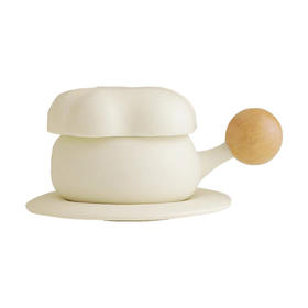 B-BFT2650 沐月云朵咖啡杯+陶瓷杯垫+榉木手柄 奶油黄