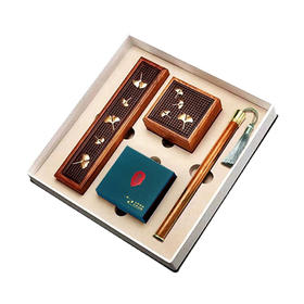 B-YD006-银杏(铜饰)盘香（方)+线香（长）香具四件套 香道