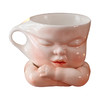 B-BL-04 柏路 纯手捏制娃娃脸杯“拉”(拉耳朵)款+杯垫（亮光款） 商品缩略图0