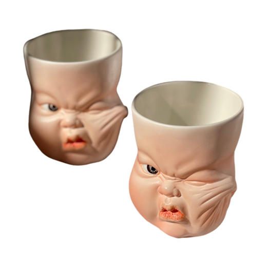 B-BL-05 柏路 纯手捏制娃娃脸杯“揪”(揪左脸蛋)款（哑光款） 商品图0