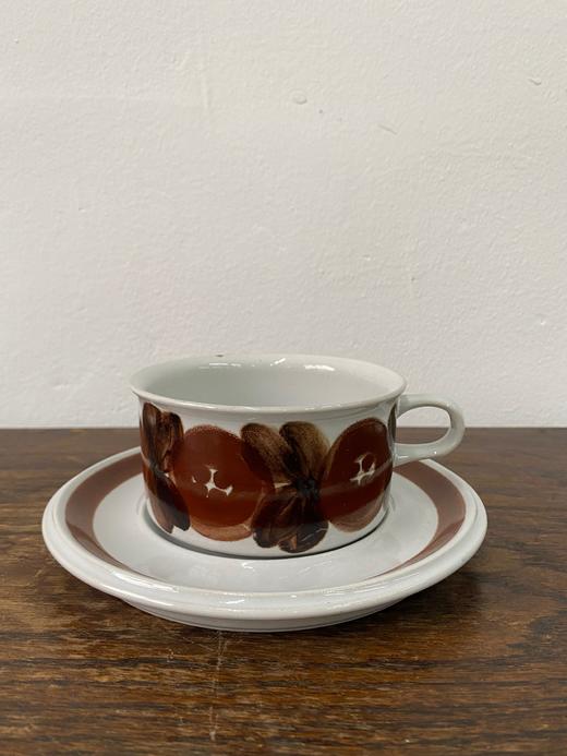 1960-70s芬兰Arabia 棕海葵系列宽口咖啡杯碟两件套 商品图1