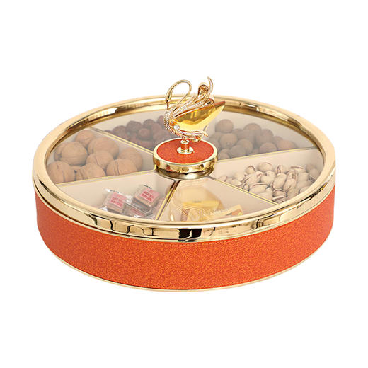 E-ZL-G503 轻奢水晶天鹅分格果盒 爱马仕橘 商品图0