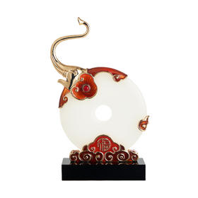 轻奢珐琅彩吉祥如意平安扣天然玉石摆件高档酒柜电视柜装饰品礼品