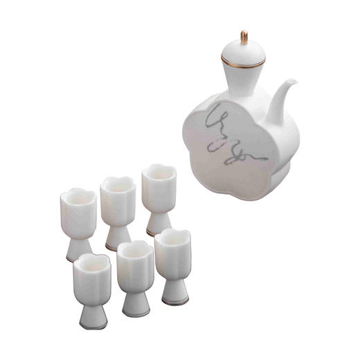C-SM-5058 羊脂玉瓷酒壶套装（一壶六杯） 商品图0