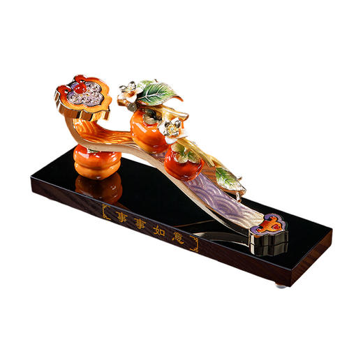 E-ZL-G-M916 珐琅彩事事如意摆件 黑水晶底座 商品图0