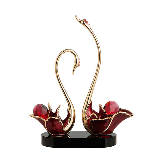 E-N-H402-2 诺诗曼 玫瑰花天鹅摆件  红色 商品图0