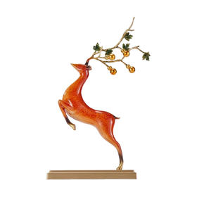 E-YM-FK198 彩铜工艺  一鹿有福摆件 （210*90*340）