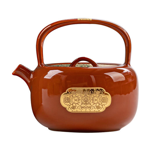 B-LY-9039 泽泉壶.缠枝纹（矾红/鎏金款）林玉山 商品图0