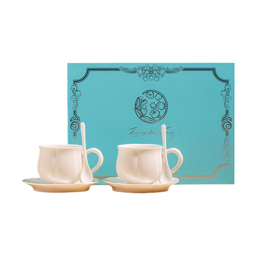B-SM-5059 羊脂玉瓷铃兰花咖啡茶具 对杯 商品图0