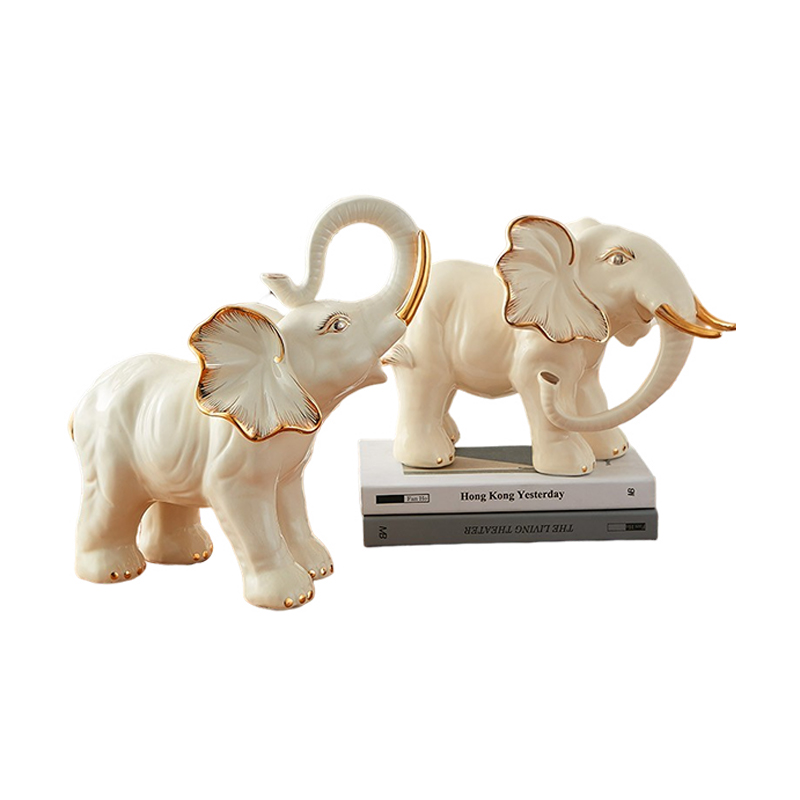 宫廷瓷 中号 大号勾鼻象摆件 宫廷瓷 中号大号仰鼻象摆件 家居客厅电视 柜玄关摆件乔迁礼开业礼 象 摆件